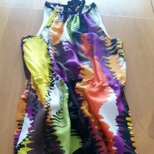 Beautiful Sexy Trina Turk Los Angeles Mini Multi-Colors Silk Blend Dress Size 4